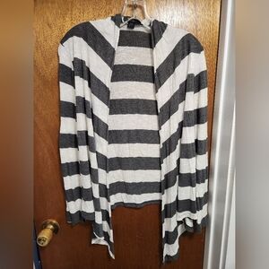 Grey and White Striped Cardigan